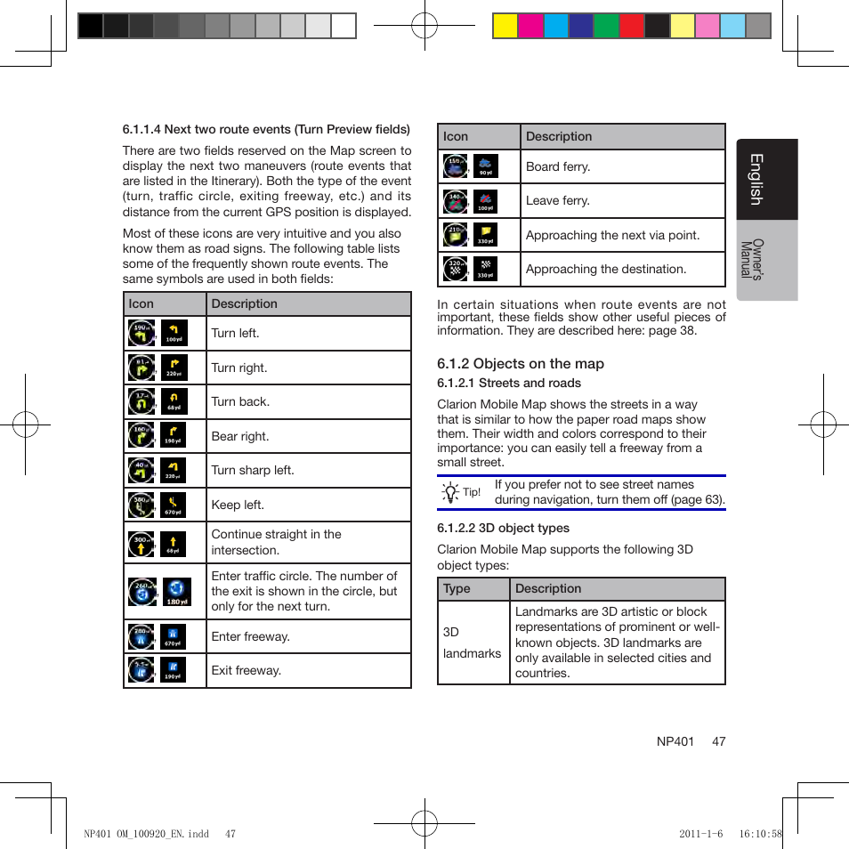Eng lis h | Clarion NP401 User Manual | Page 47 / 81
