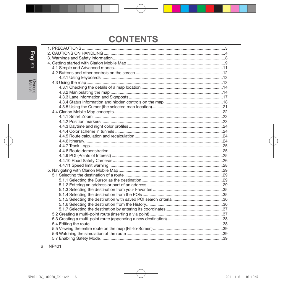 Clarion NP401 User Manual | Page 6 / 81