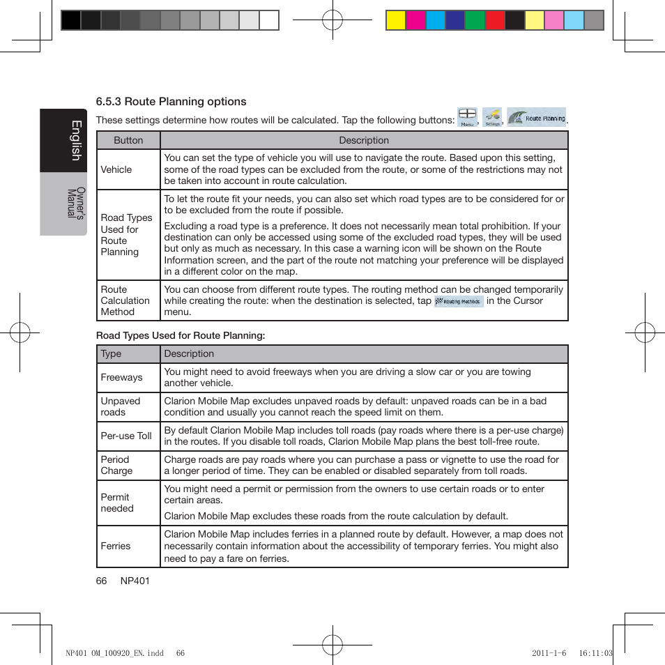 Eng lis h | Clarion NP401 User Manual | Page 66 / 81