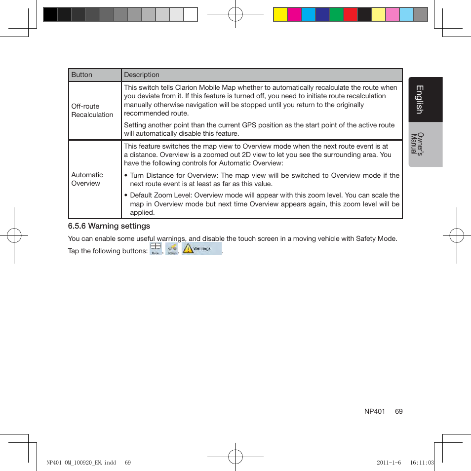 Clarion NP401 User Manual | Page 69 / 81