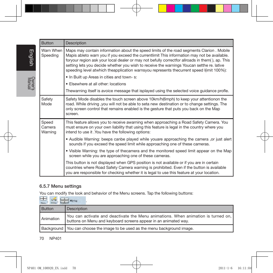 Clarion NP401 User Manual | Page 70 / 81