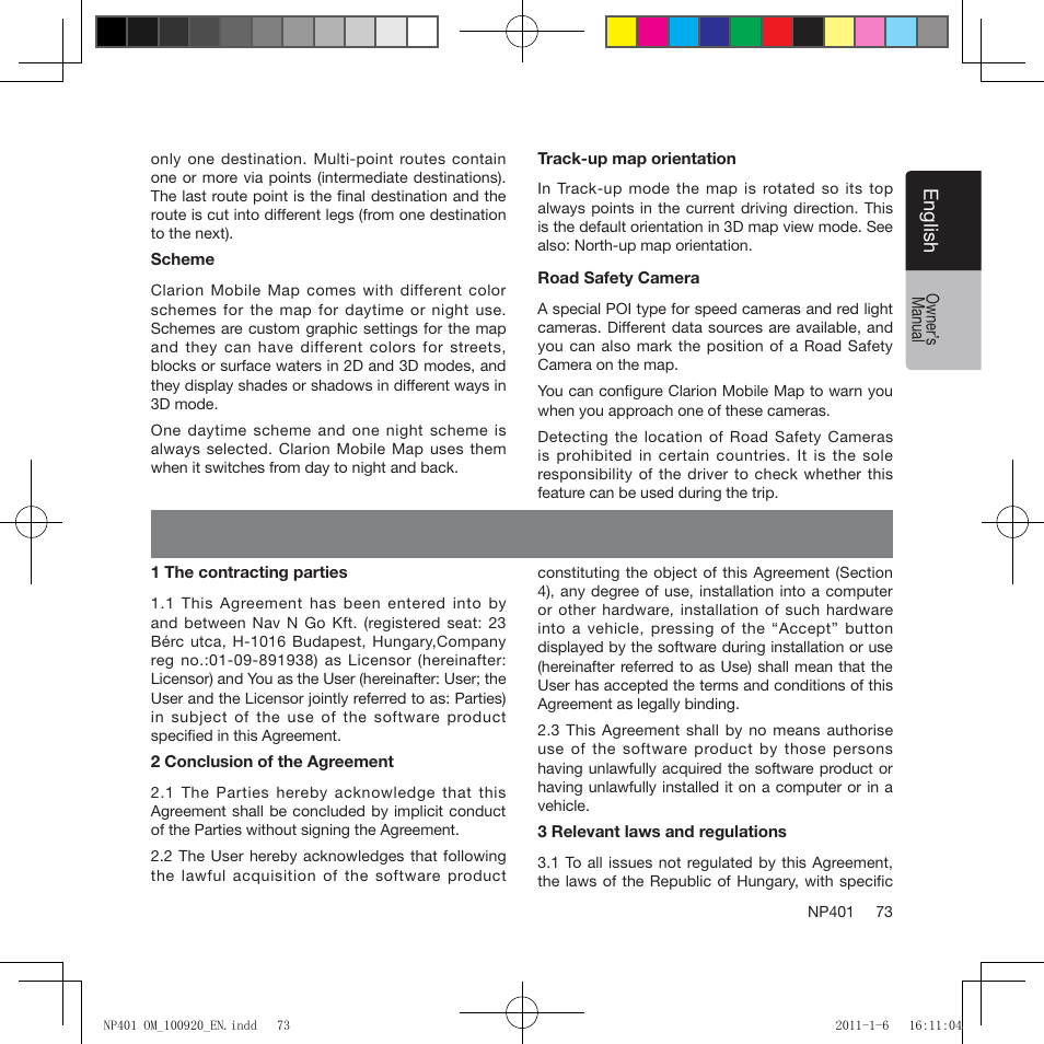 End user license agreement | Clarion NP401 User Manual | Page 73 / 81