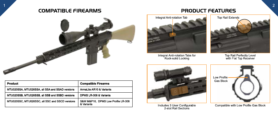 Leapers PRO 13 Super Slim Free Float Rail for AR10 (MTU020SSA) User Manual | Page 2 / 6