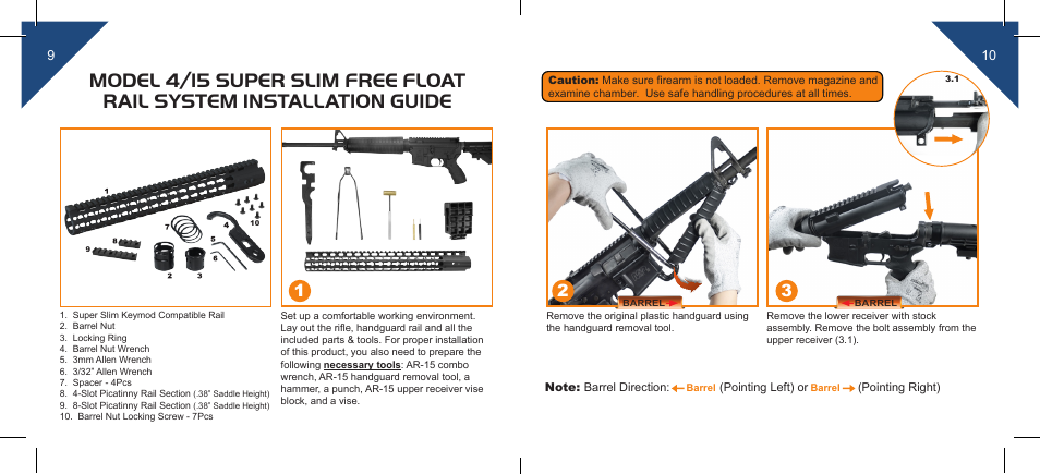 Leapers PRO AR15 9 Super Slim Free Float Keymod Compatible Rail (MTU004SSK) User Manual | Page 6 / 12