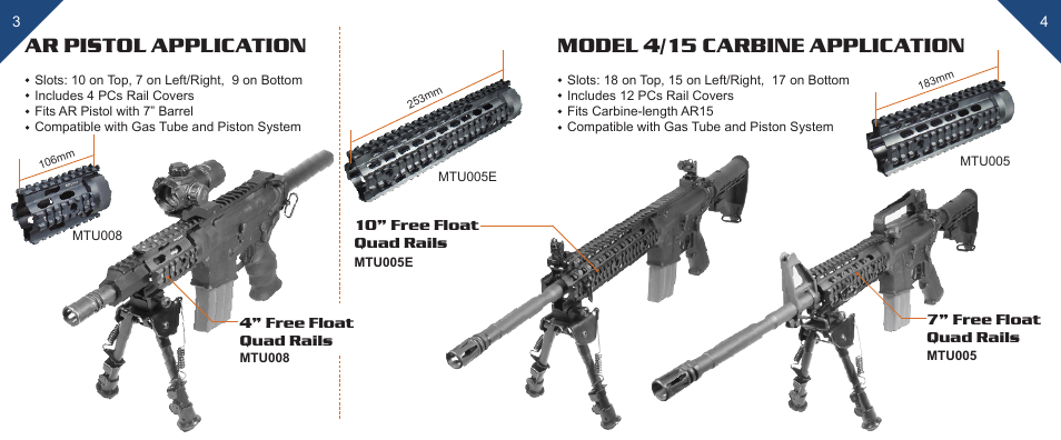 Leapers PRO AR Pistol 4 Free Float Quad Rail System (MTU008) User Manual | Page 3 / 9
