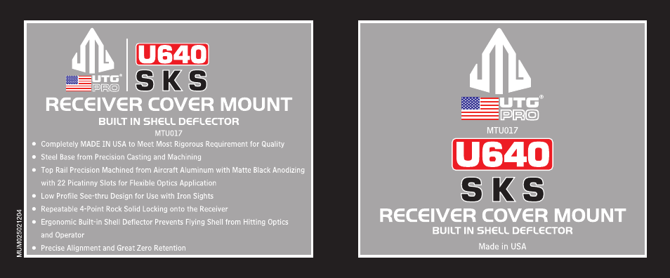 Leapers PRO SKS Receiver Cover Mount w/22 Slots, Shell Deflector (MTU017) User Manual | 3 pages