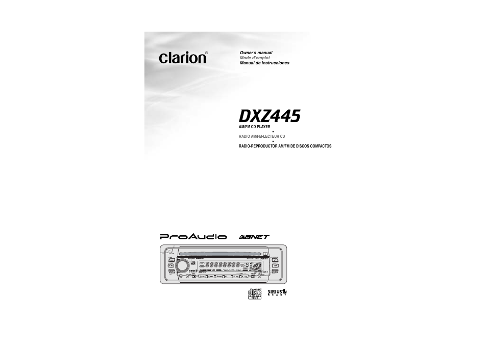 Clarion DXZ445 User Manual | 36 pages