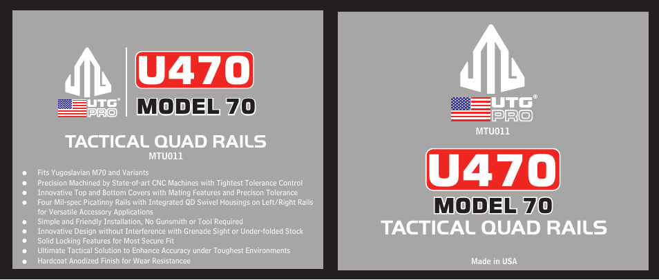 Leapers PRO Yugo M70 AK Quad Rail Handguard (MTU011) User Manual | 4 pages