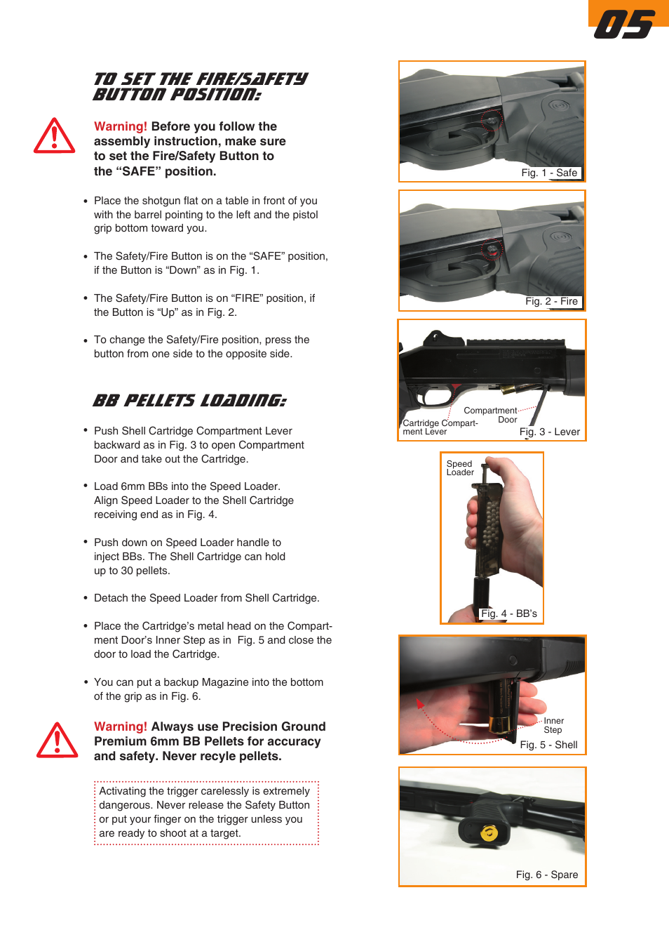 Bb pellets loading | Leapers Sport Airsoft Multi-Burst M4/90 Combat Shotgun (SOFT-M490L) User Manual | Page 5 / 6