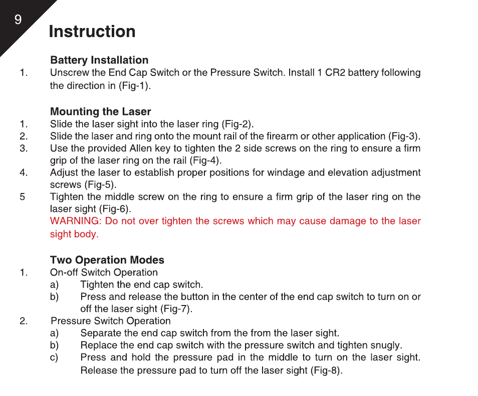 Leapers Instant Target Aiming BullDot Red Laser with Rings (SCP-LS288) User Manual | Page 11 / 16