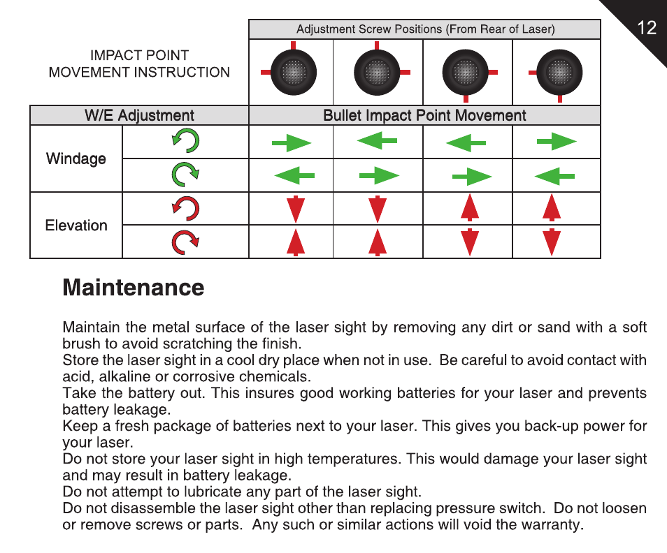 Leapers Instant Target Aiming BullDot Red Laser with Rings (SCP-LS288) User Manual | Page 14 / 16