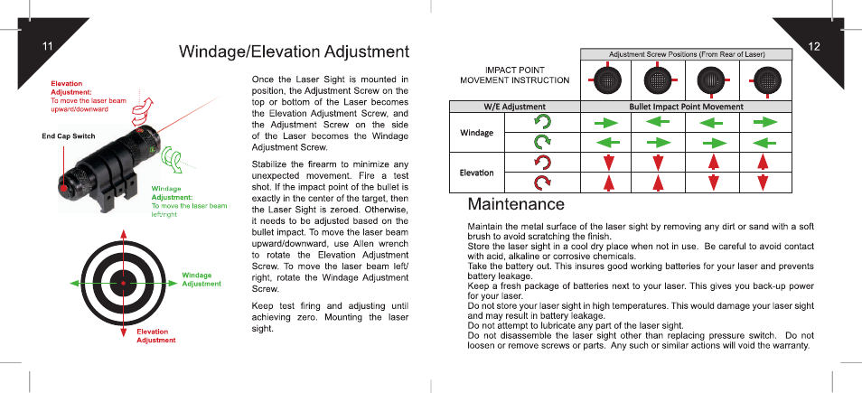Leapers Combat Tactical W/E Adjustable Green Laser with Rings (SCP-LS269) User Manual | Page 7 / 8