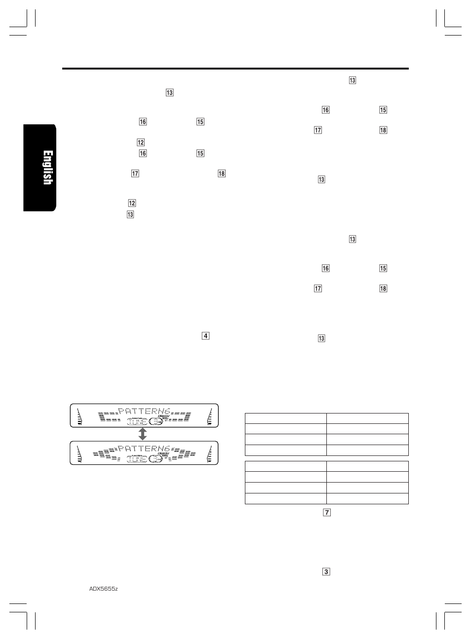 Other handy functions, Setting the speed of the spectrum analyzer display, Entering titles | Setting the clock, Switching the spectrum analyzer display patterns, Setting the sensitivity of the spec- trum analyzer | Clarion ADX5655z User Manual | Page 17 / 26