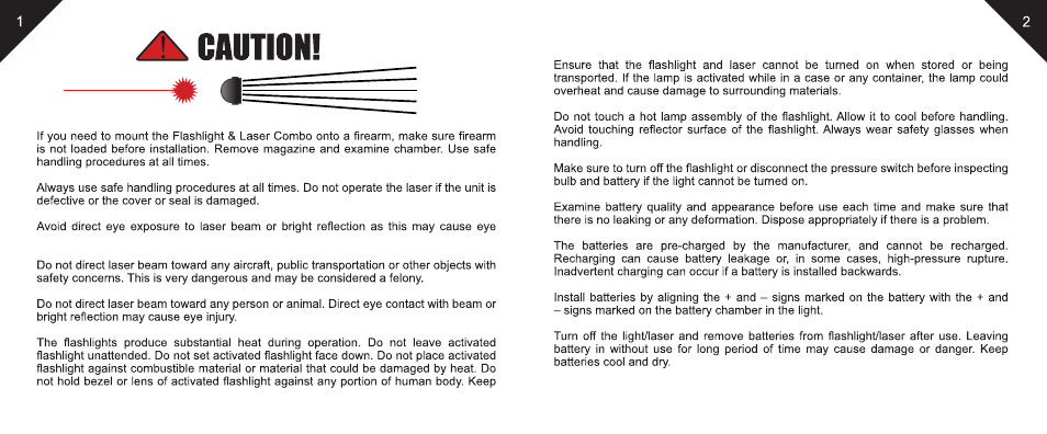 Leapers LED Weapon Light with QD Mount and Adjustable Red Laser (LT-ELP38Q) User Manual | Page 2 / 10