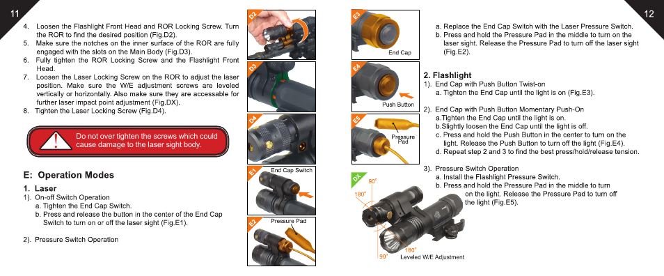 Leapers LED Weapon Light with QD Mount and Adjustable Red Laser (LT-ELP38Q) User Manual | Page 7 / 10