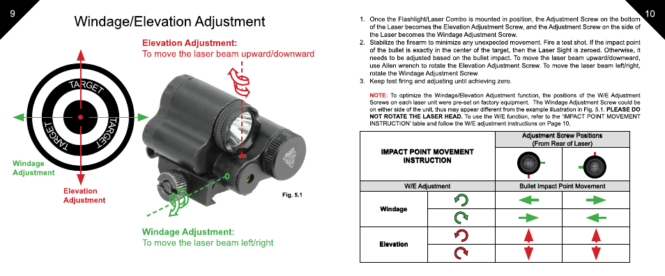 Leapers Sub-compact LED Light and Aiming Adjustable Red Laser (LT-ELP28R) User Manual | Page 6 / 8