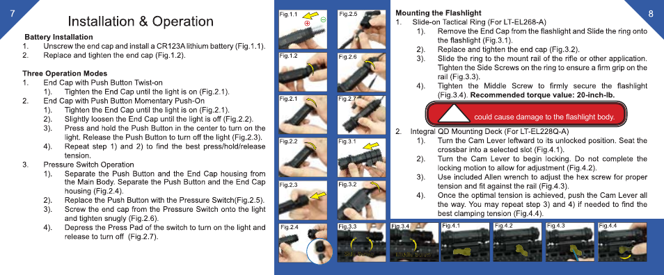 Leapers 400 Lumen Combat LED Light, Handheld or QD Mount (LT-EL228Q-A) User Manual | Page 5 / 8