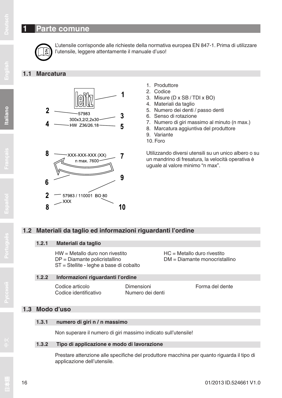 1 parte comune | Leitz Circular sawblades tipped User Manual | Page 16 / 76