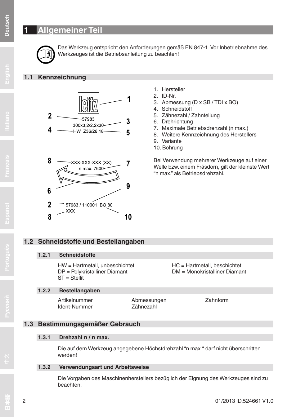 1 allgemeiner teil | Leitz Circular sawblades tipped User Manual | Page 2 / 76