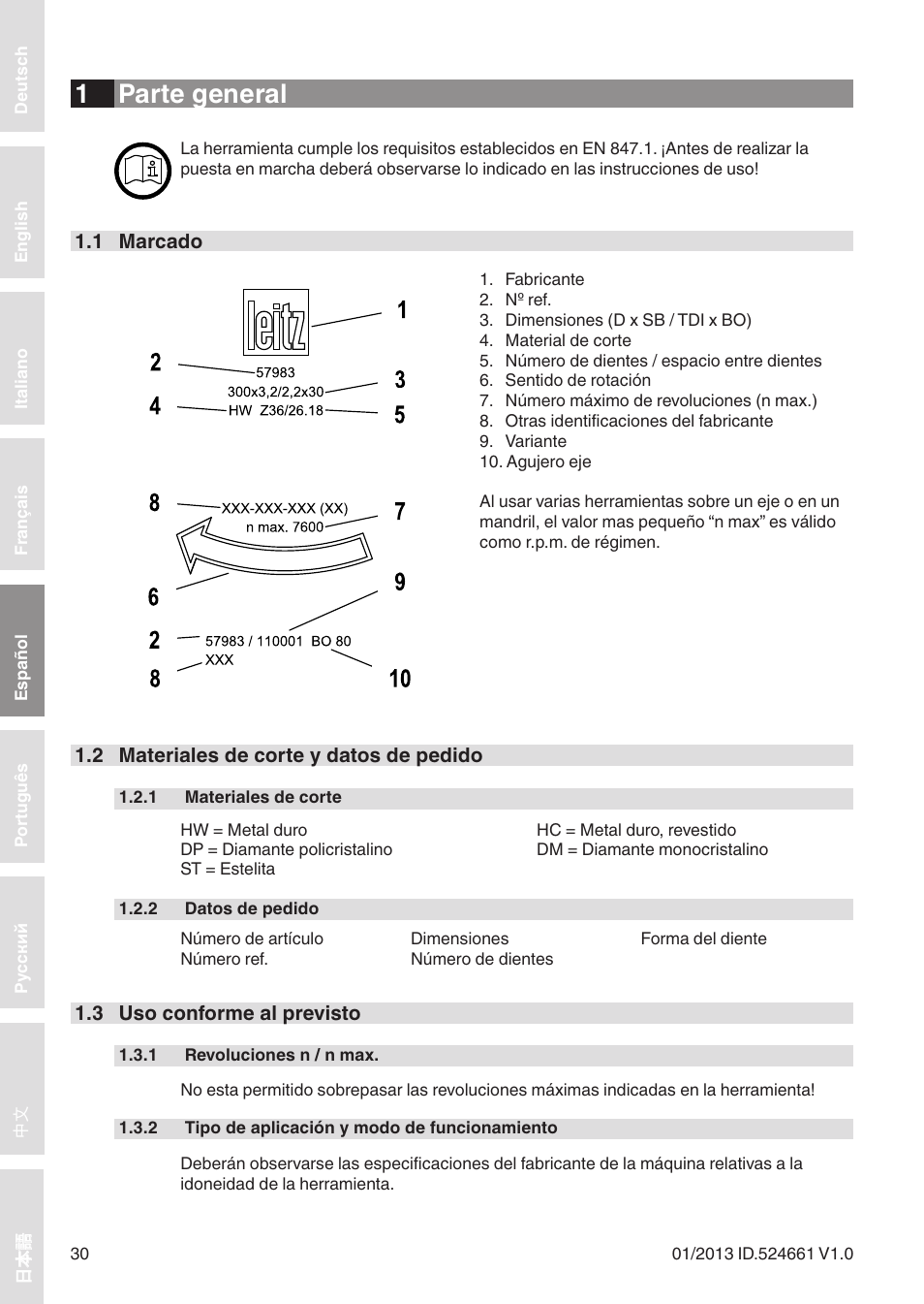 1 parte general | Leitz Circular sawblades tipped User Manual | Page 30 / 76