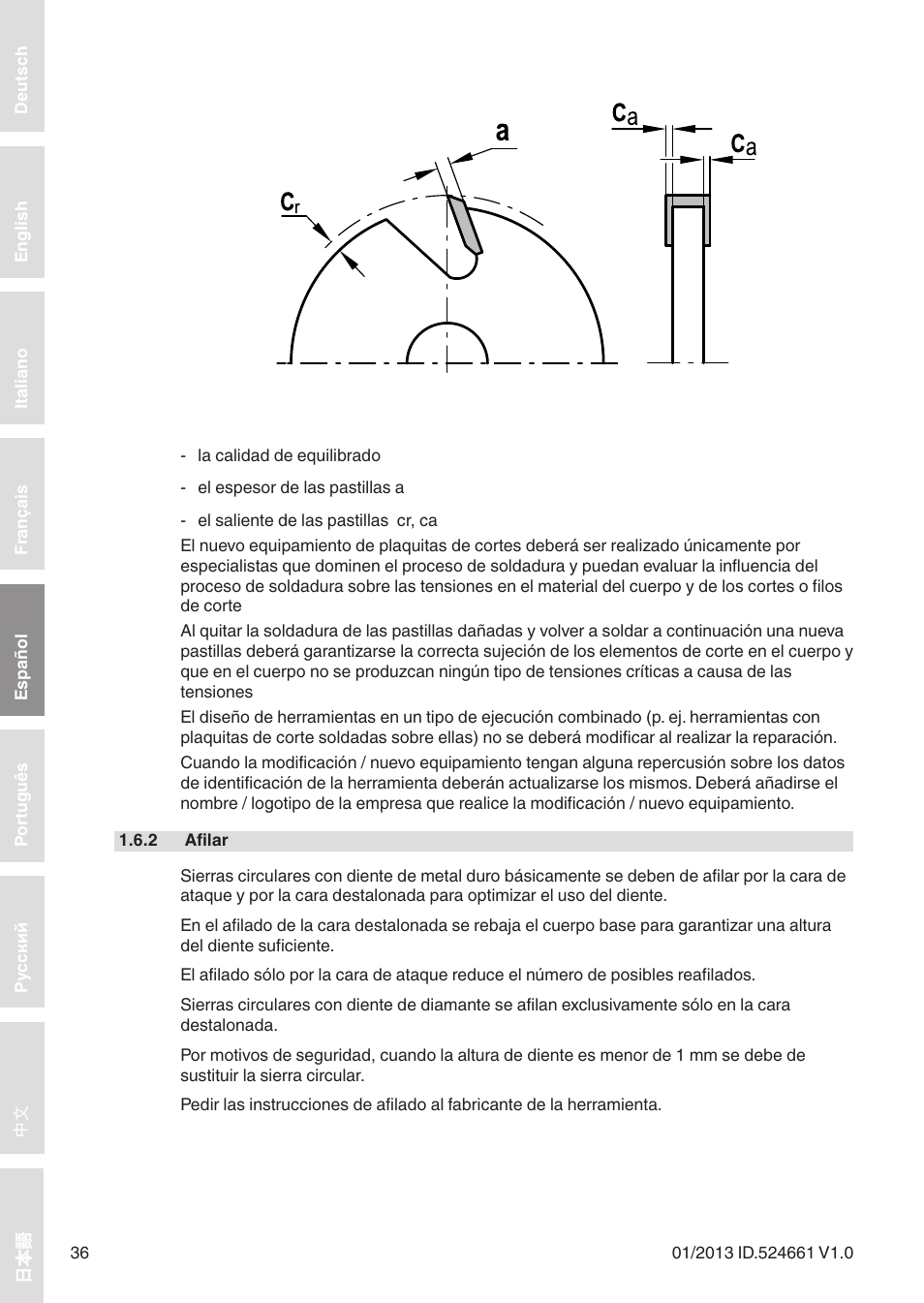 Leitz Circular sawblades tipped User Manual | Page 36 / 76