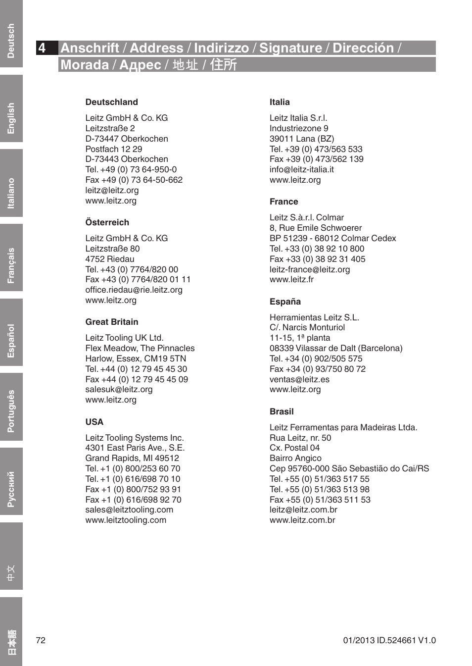 Leitz Circular sawblades tipped User Manual | Page 72 / 76
