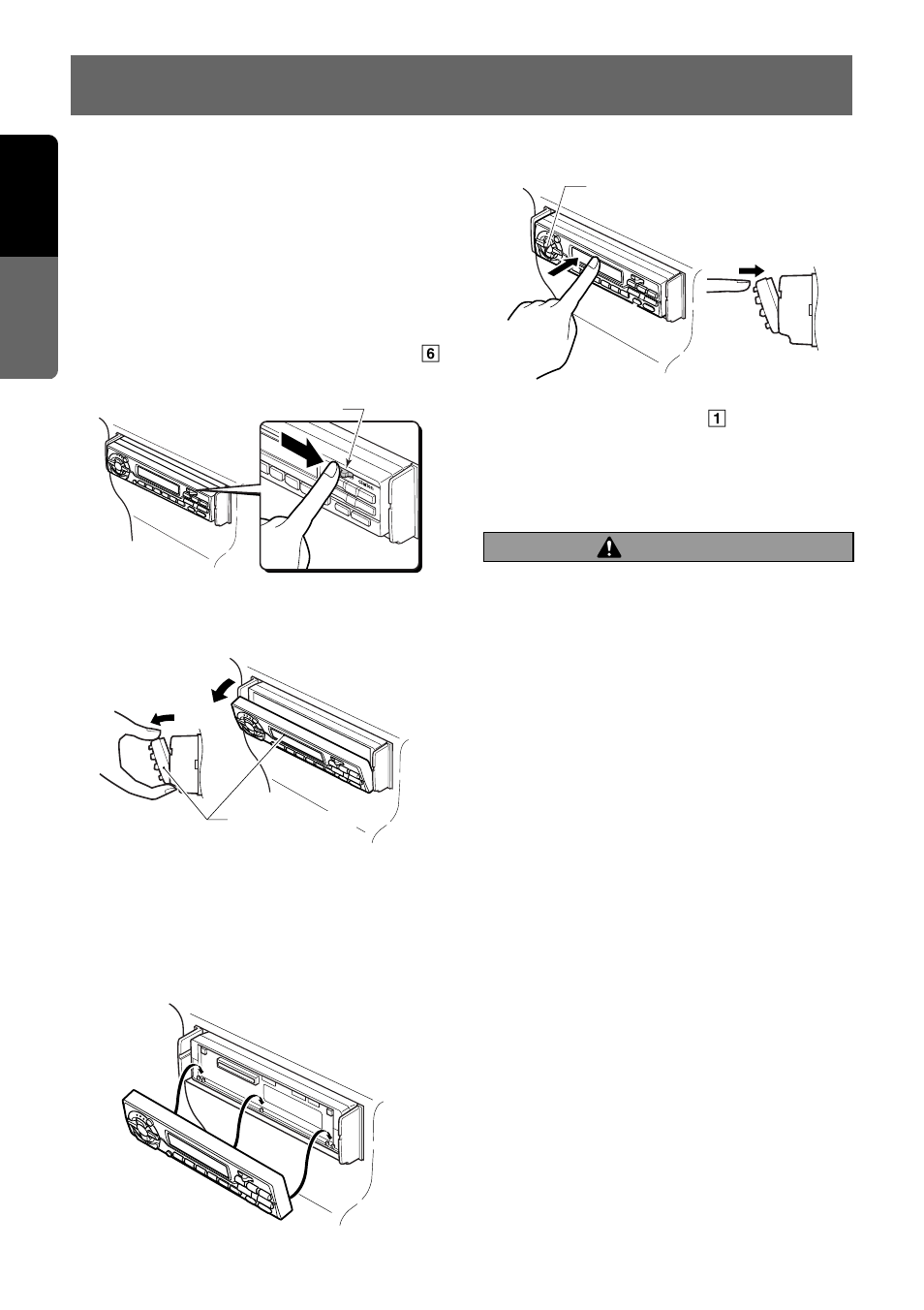 English, Caution, Removing the dcp | Attaching the dcp | Clarion VRX633R User Manual | Page 10 / 42