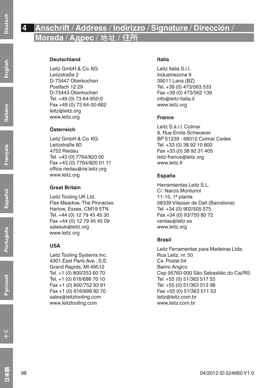 Leitz VariPlan Plus User Manual | Page 98 / 99