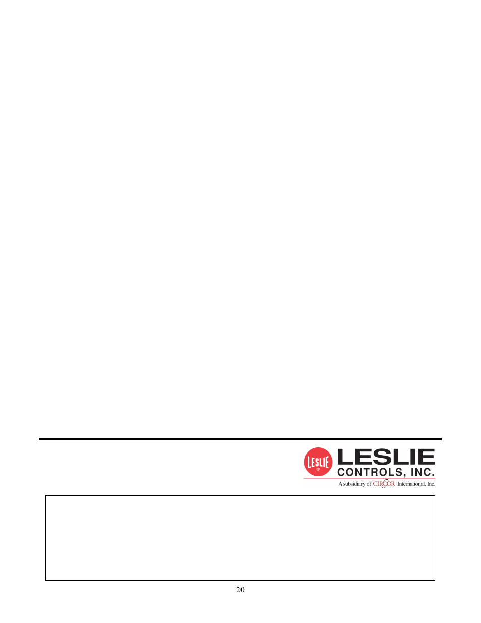 Leslie Controls CONTROL VALVES DLOS-2 & DDLOS-2 (150/300) User Manual | Page 20 / 20