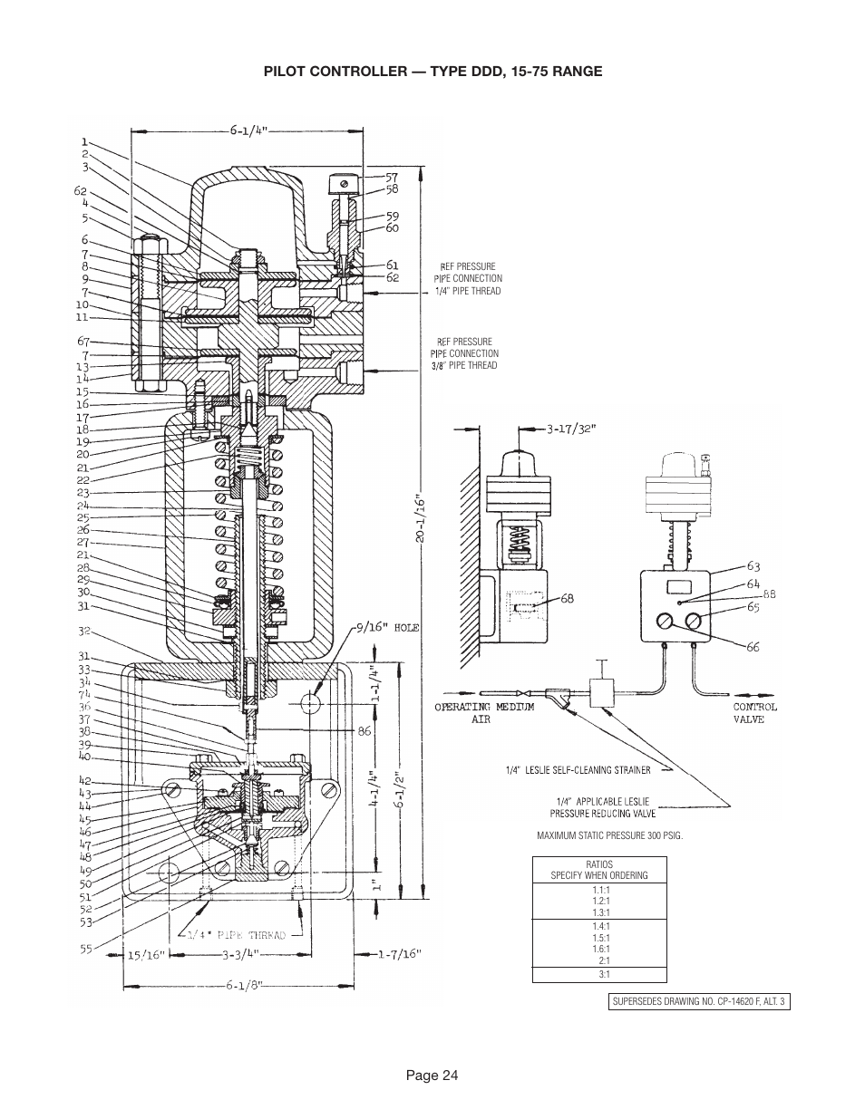 Page 24, Pilot controller — type ddd, 15-75 range | Leslie Controls Pilot Controller User Manual | Page 24 / 28