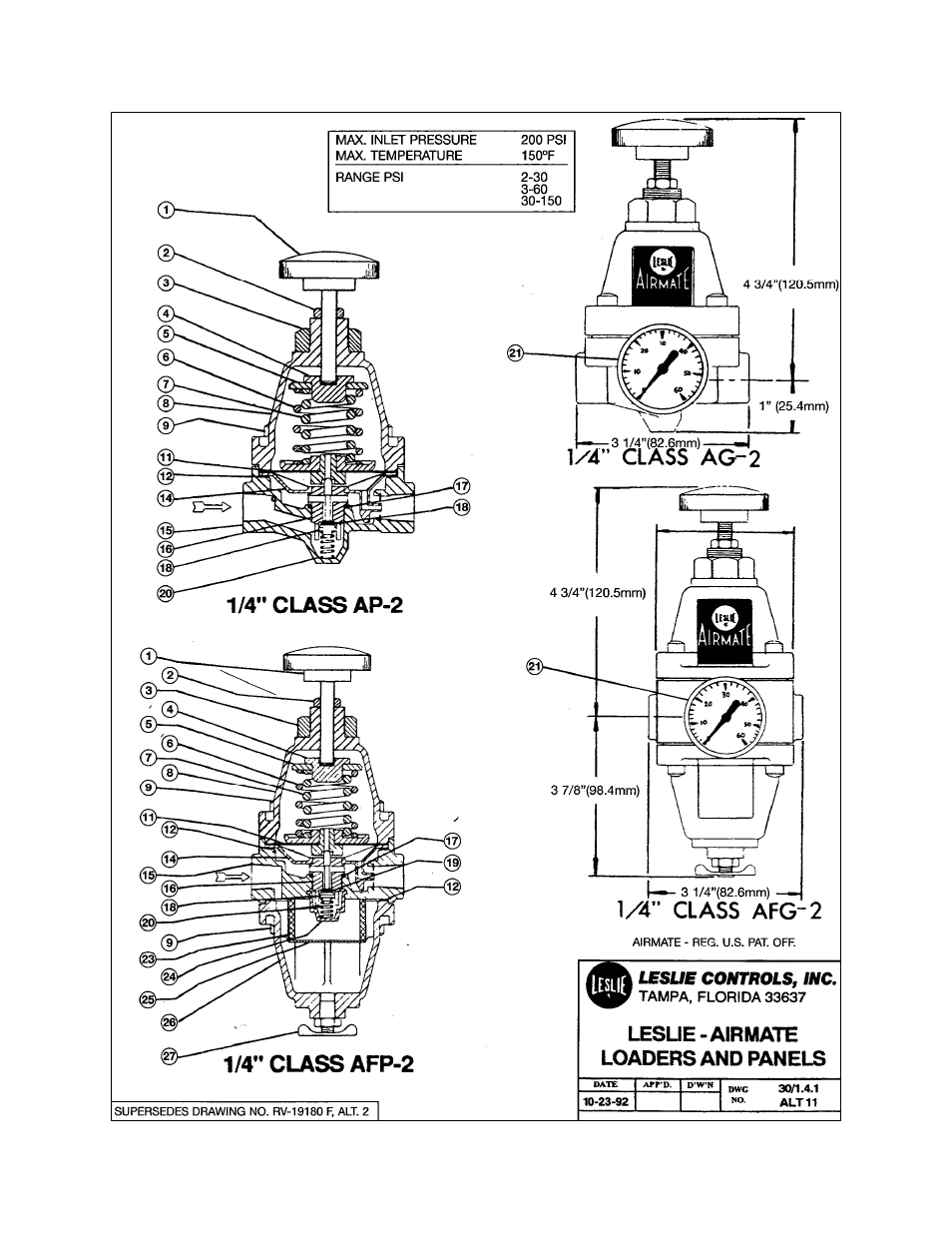 Leslie Controls AFG-2, etc small flow airmate pressure reducing valve and air loader User Manual | Page 5 / 9