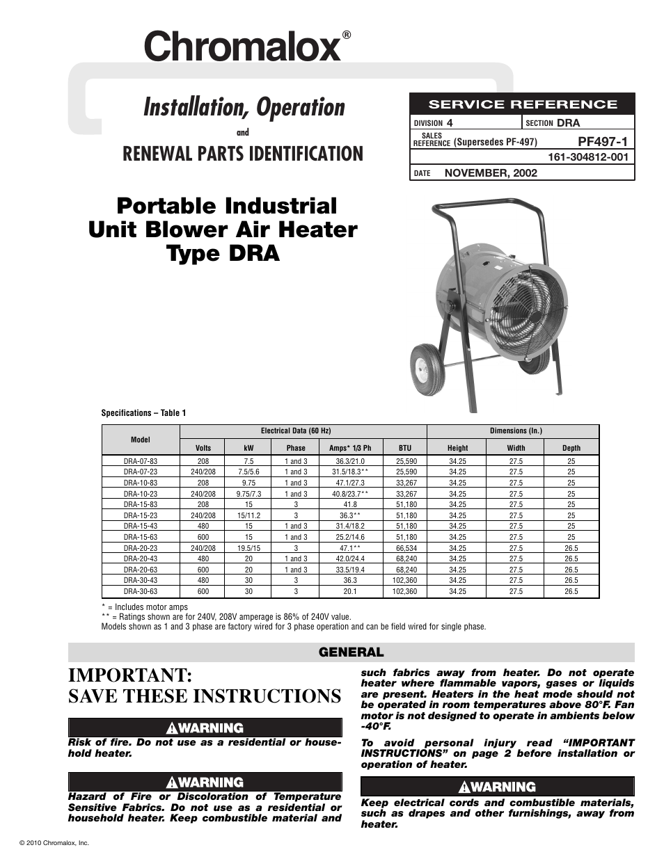Chromalox PF497-1 User Manual | 6 pages