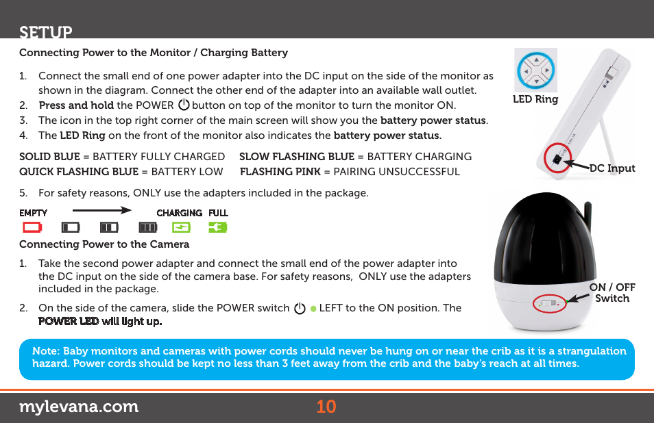 Setup | Levana Stella User Manual | Page 10 / 23