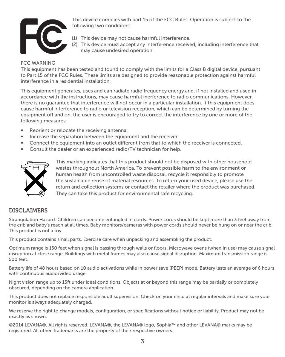 Levana Sophia User Manual | Page 3 / 19