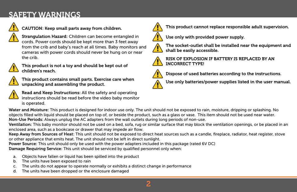 2safety warnings | Levana Jena V2 Manual User Manual | Page 2 / 67