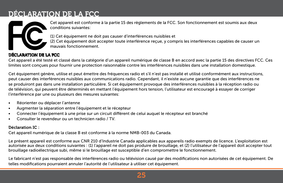 Déclaration de la fcc | Levana Jena V2 Manual User Manual | Page 25 / 67