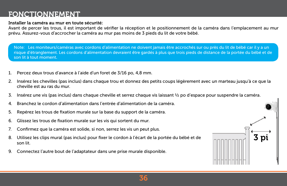 3 pi, Fonctionnement | Levana Jena V2 Manual User Manual | Page 36 / 67