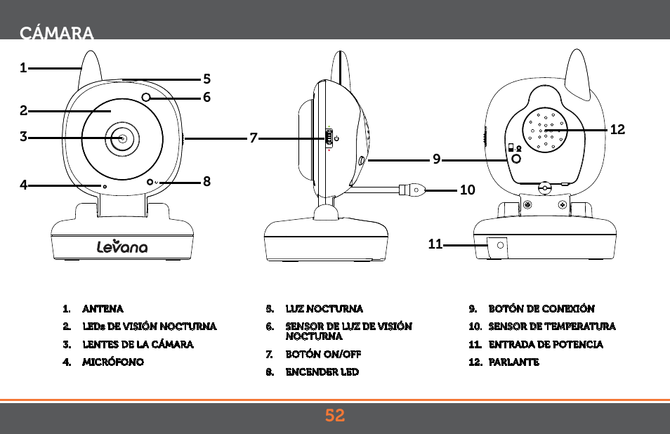 52 cámara | Levana Jena V2 Manual User Manual | Page 52 / 67