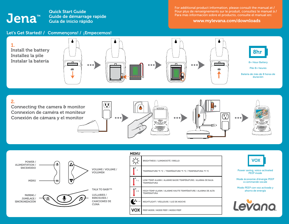 Levana Jena Quick Start User Manual | 2 pages