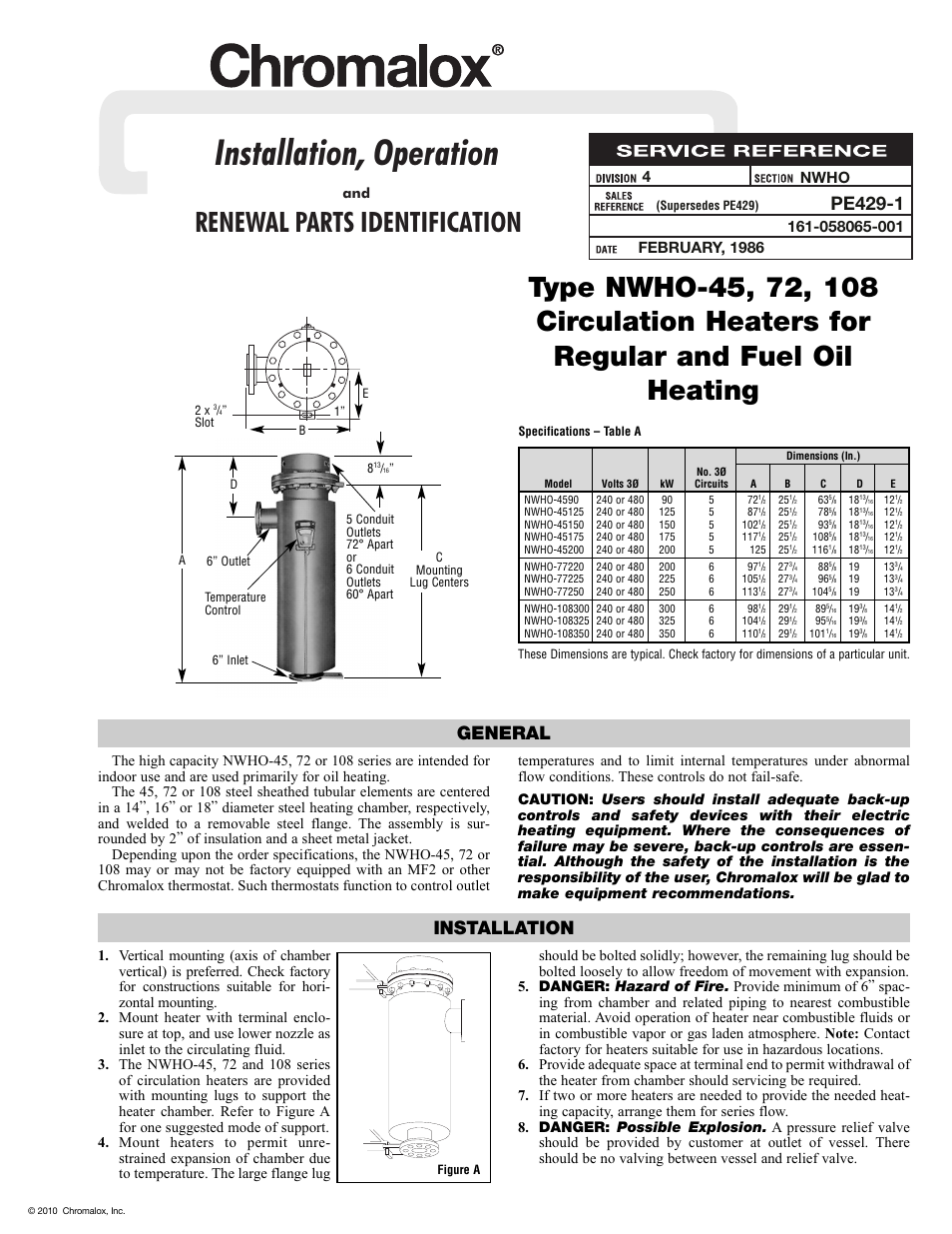 Chromalox PE429-1 User Manual | 2 pages