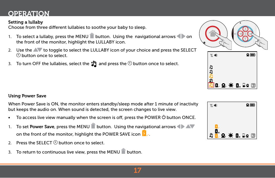 Operation 17 | Levana Astra PTZ User Manual | Page 17 / 69
