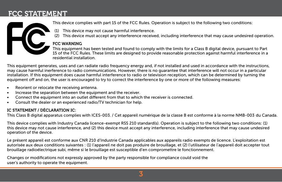 Fcc statement 3 | Levana Astra PTZ User Manual | Page 3 / 69