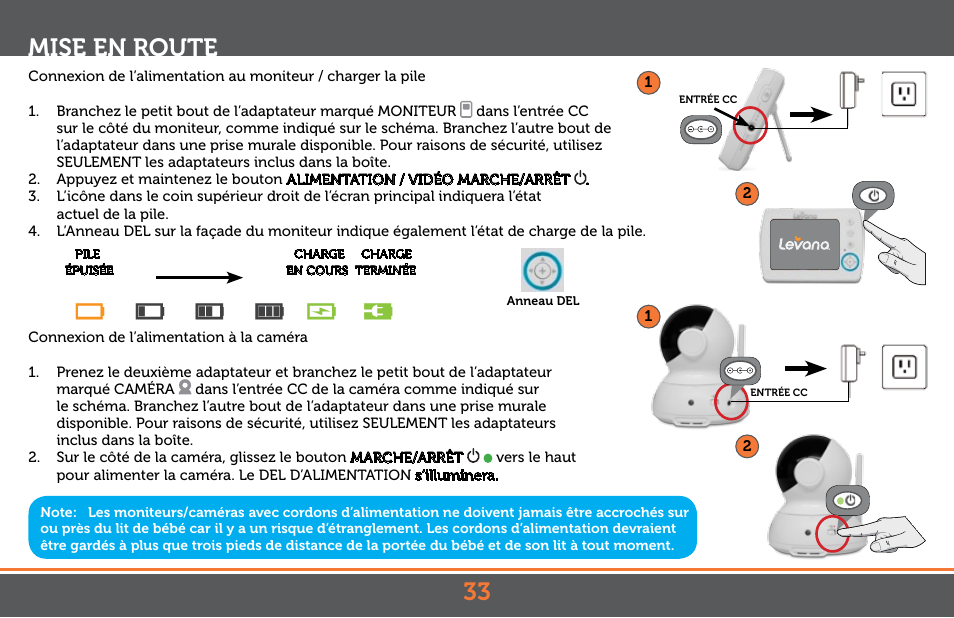 Mise en route | Levana Astra PTZ User Manual | Page 33 / 69