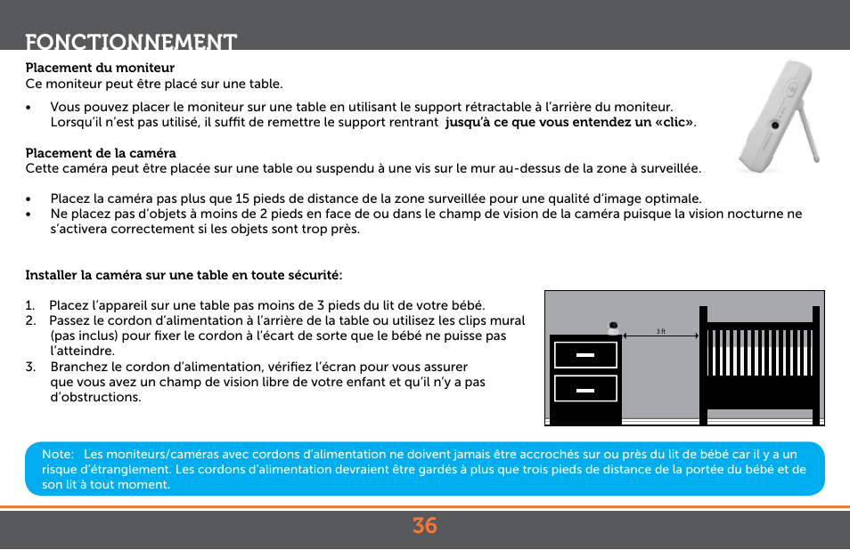 Fonctionnement | Levana Astra PTZ User Manual | Page 36 / 69