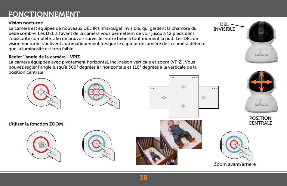 Fonctionnement | Levana Astra PTZ User Manual | Page 38 / 69