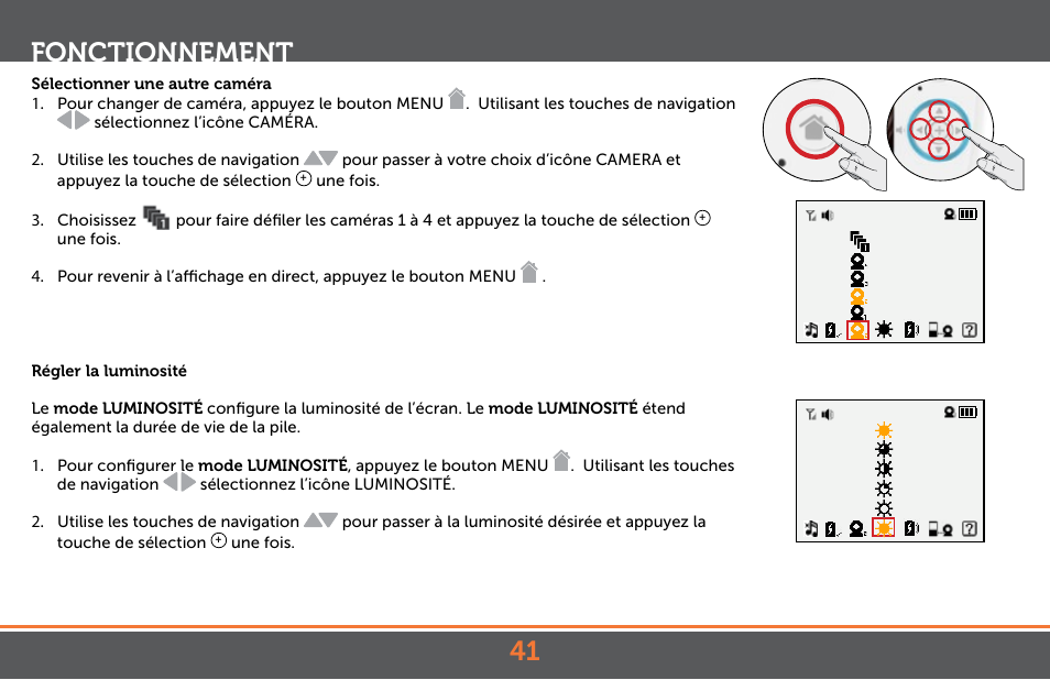 Fonctionnement | Levana Astra PTZ User Manual | Page 41 / 69