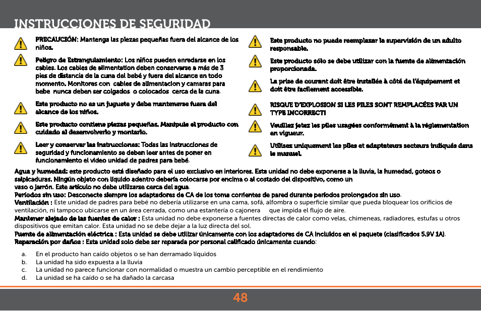48 instrucciones de seguridad | Levana Astra PTZ User Manual | Page 48 / 69