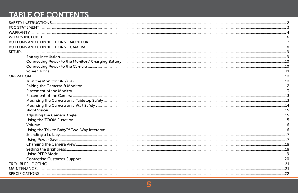 Levana Astra PTZ User Manual | Page 5 / 69