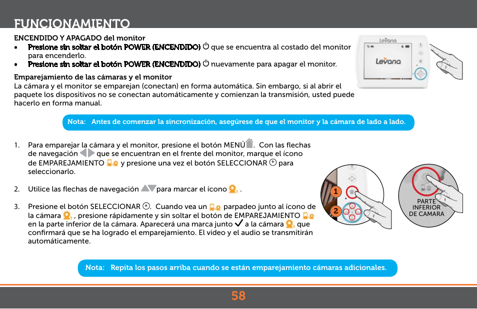 Funcionamiento | Levana Astra PTZ User Manual | Page 58 / 69