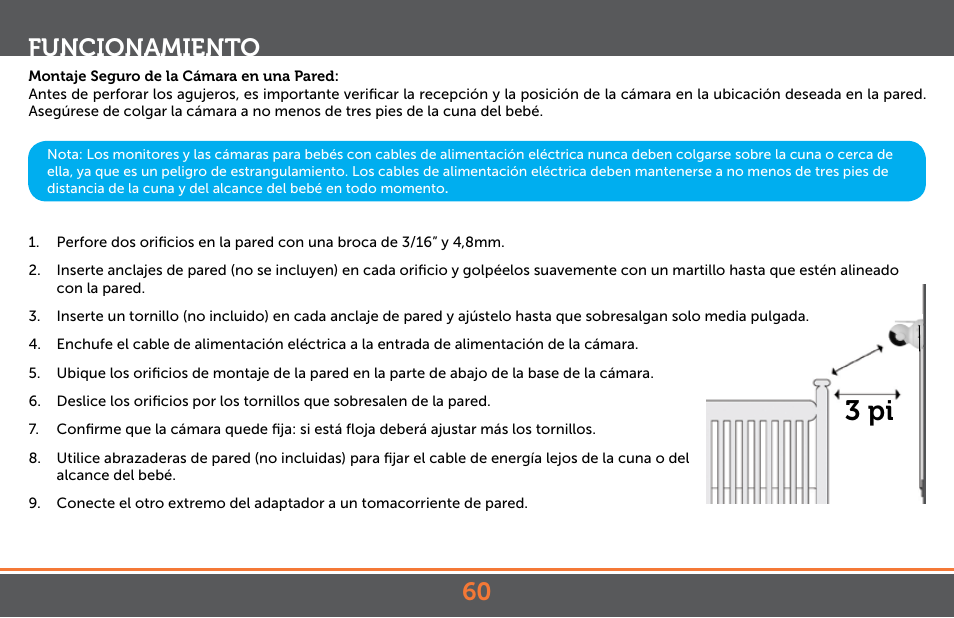 3 pi, Funcionamiento | Levana Astra PTZ User Manual | Page 60 / 69